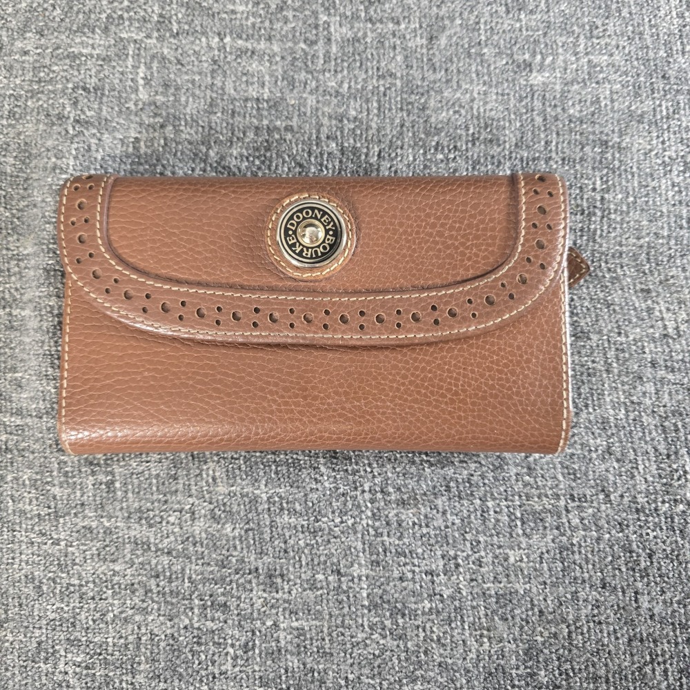 Dooney & Bourke Brown Pebbled Leather Continental Clutch Wallet
